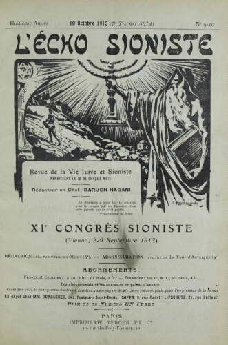 L'Echo Sioniste. Vol. 8 n° 9-10 (10 octobre 1913)